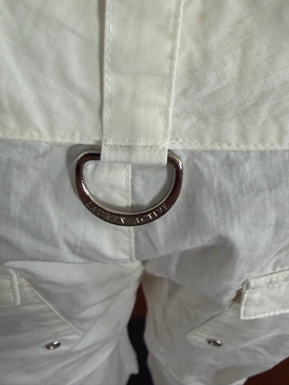 Lauren by Ralph Lauren White Capri Cargo Zip Pocket Utility Bermuda Shorts Sz 12 - Picture 10 of 12